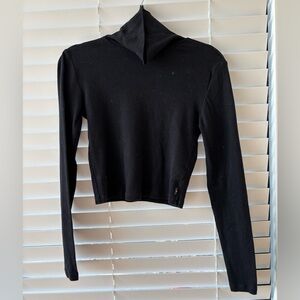 Aritzia TNA Ribbed Black Long Sleeve Crop Top